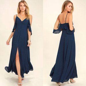 Lulus You Found Me Navy Blue Maxi Dress Size M